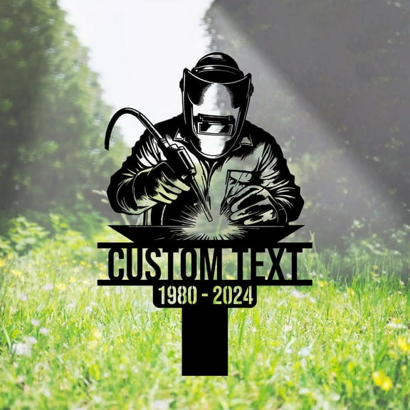 Handmadetneonsign Welder Memorial Metal With Stake, Yard Metal Name Sign Stake, Welder Metal Stake Decor 45667