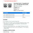 thumbnail image 2 of Front Brake Pad Set - Compatible with 2016 - 2018 Mercedes-Benz GLE350 2017, 2 of 2