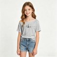 thumbnail image 3 of LRen Off The Shoulder Tops for Girls 12-14,Girls Short Sleeve Casual Loose T Shirt Preppy Cute Y2k Summer Off The Shoulder Graphic Tee for Girls, 3 of 4