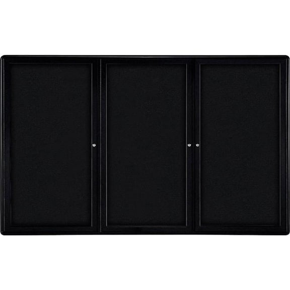 Ghent Manufacturing OVK5-F95 48 x 72 in. 3-Door Ovation Black Fabric Bulletin Board with Black Frame