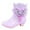 Purple, variant on Elegant Girls Boots With Winter Mid Calf Style High Heel Lace Closure Warm Winter Footwear Girls Clothes
