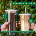 thumbnail image 4 of 16 Oz Reusable Iced Coffee Cup, Leak Proof and Double Wall Insulated Iced Coffee Tumbler, Come with Reusable Plastic and Metal Straws and Straw Cleaner, 4 of 8