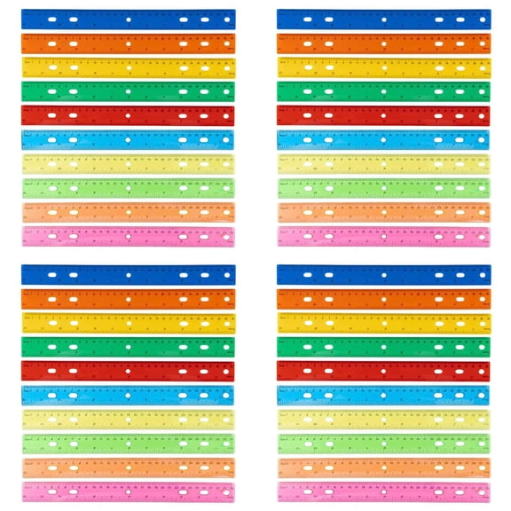 Clearance Sale! Ruler 30Cm 4 X 6-Pole Plastic Rulers 12 Inch Measuring Ruler With Inches And Metric