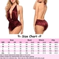 thumbnail image 2 of Conjunto de lencería Ropa interior Halter Teddies Backless Deep V camisón de satén Hugtrwg para mujer Rojo T M, 2 of 5