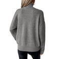 thumbnail image 6 of Women Cold Shoulder Sweater Turtelneck Cut Out Pullover Sweater Casual Long Sleeve High Neck 2 in 1 Tops Gray L, 6 of 10