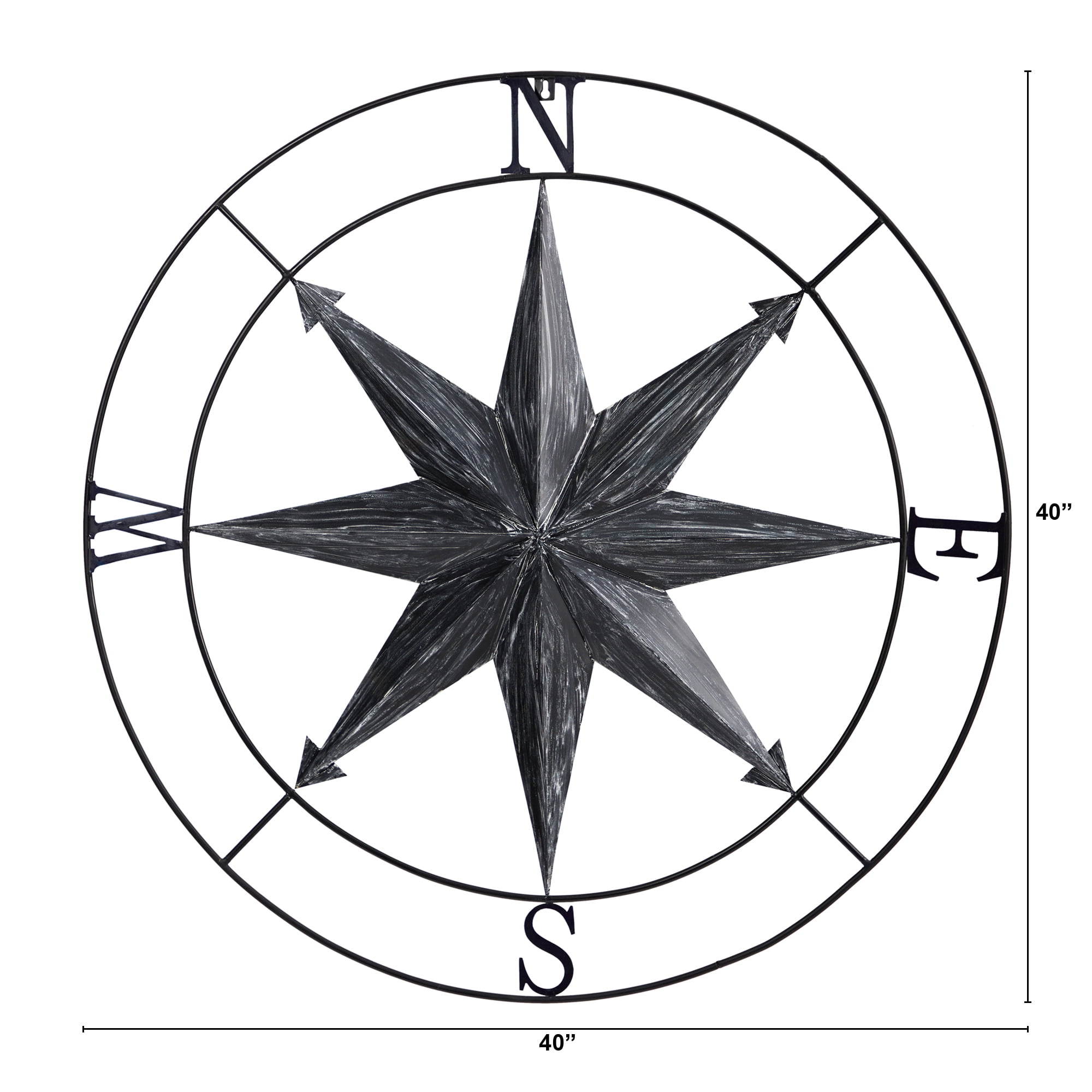 Nearly Natural 40" Washed Nautical Metal Compass Wall Art Decor
