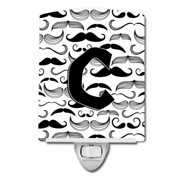 Carolines Treasures CJ2009-CCNL Letter C Moustache Initial Ceramic Night Light, 6x4x3", multicolor