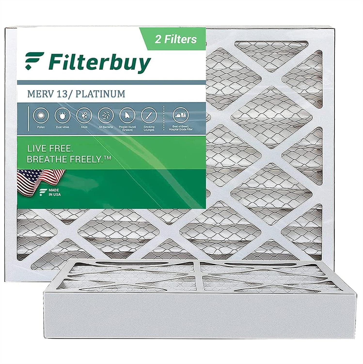 Pleated HVAC AC Furnace Filters FilterBuy 24x28x4 Air Filter MERV 13 2-Pack, Platinum 