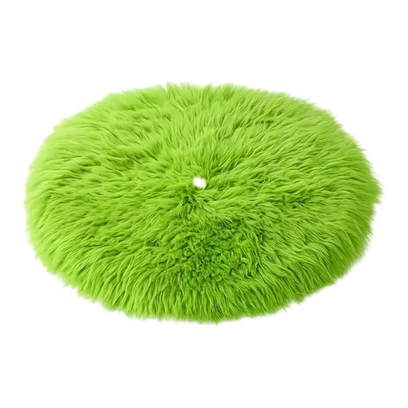Round Shaggy Plush Cushion, Bright Green Faux Fur Decorative Throw Pillow, 19.69-Inch Floor or Chair Accents for Home Decor