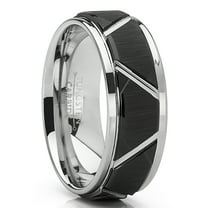 Metal Masters Mens Tungsten Carbide Wedding Ring 8mm Black Faceted Band Comfort-Fit 8
