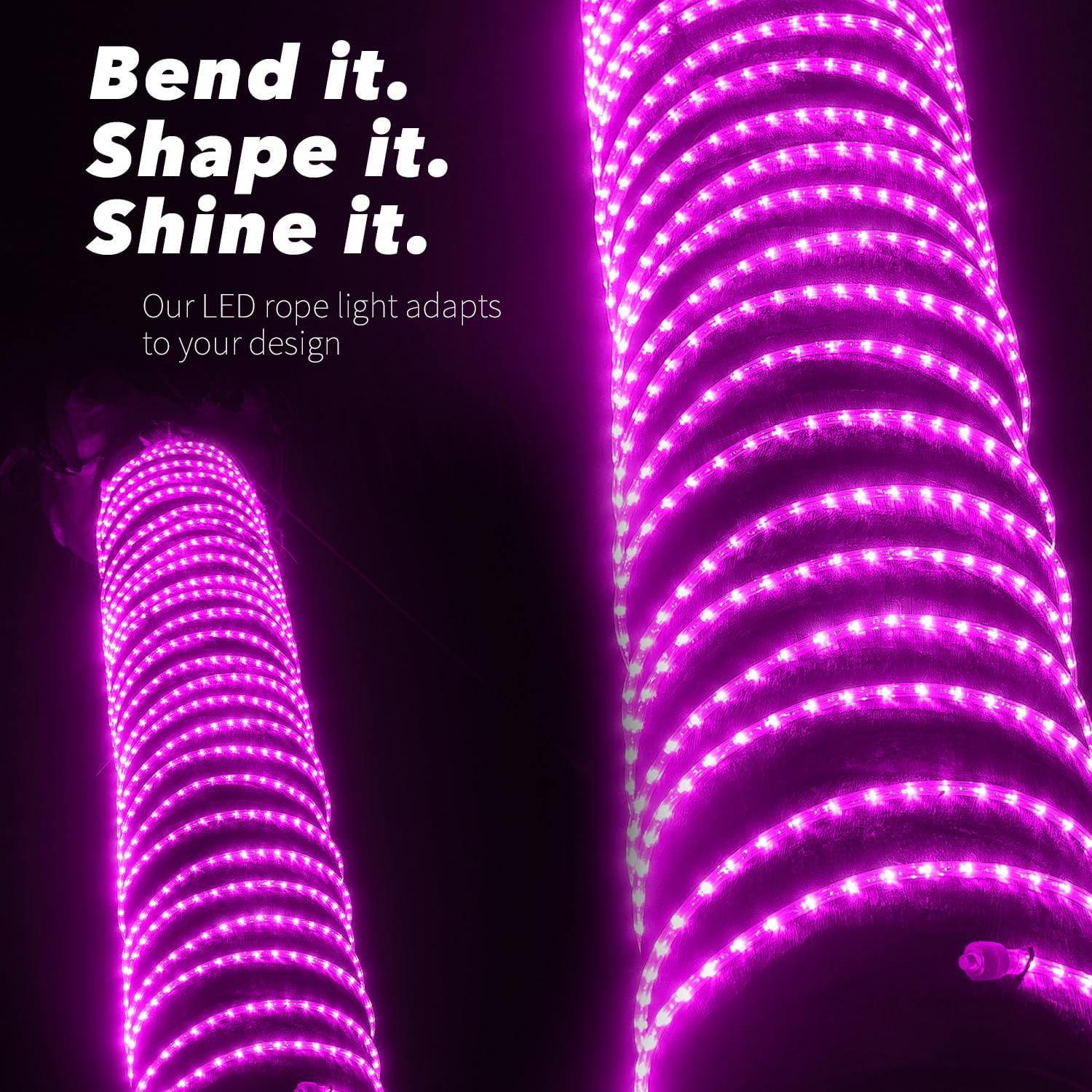 West Ivory Dense 381LEDs, 50ft Pink Outside LED Rope Light, 8 Modes, Connectable Outdoor Permanent Waterproof Accent Exterior Lighting, Clear Case, Holiday, Backyard Patio, Home Garden, Decorative