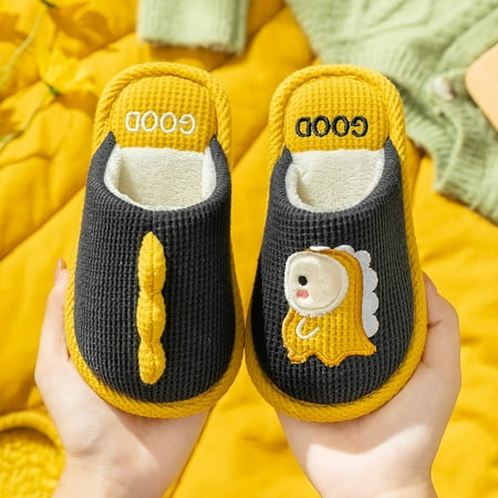 

kpoplk Kids Slippers Girls Kids Shoes House Slippers Bedroom Home Slippers Cartoon Dinosaur Cotton Slippers For Toddler Boys(Navy)