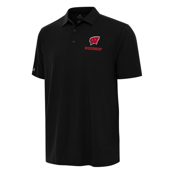 Men's Antigua Black Wisconsin Badgers Era Polo