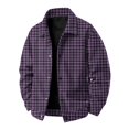 thumbnail image 2 of Zimjoy Corduroy Plaid Jacket for Men Button Down Vintage Long Sleeve Shacket Lightweight Regular Fit Western Jackets for Casual Fall Winter Purple 2XL, 2 of 9