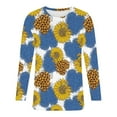 thumbnail image 4 of USSUMA Womens Plus Savings Tops and T-Shirts Summer 3/4 Sleeve Tops for Women Plus Size Tops O-neck Print Sunflower Short Sleeve T-shirt Top Casual Loose Blouse Tops 2022 Beach, 4 of 5