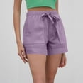 thumbnail image 6 of Linen Shorts for Women 2025 Clearance Plus Size Shorts Pull on Lightweight Summer Shorts Loose Elastic Waist Drawstring Lounge Casual Comfy Shorts Trendy Vacation Beach Shorts With Pockets 4" Inseam, 6 of 8