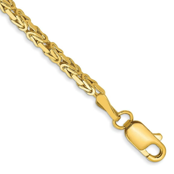 Primal Gold 14 Karat Yellow Gold 2mm Byzantine Chain Bracelet