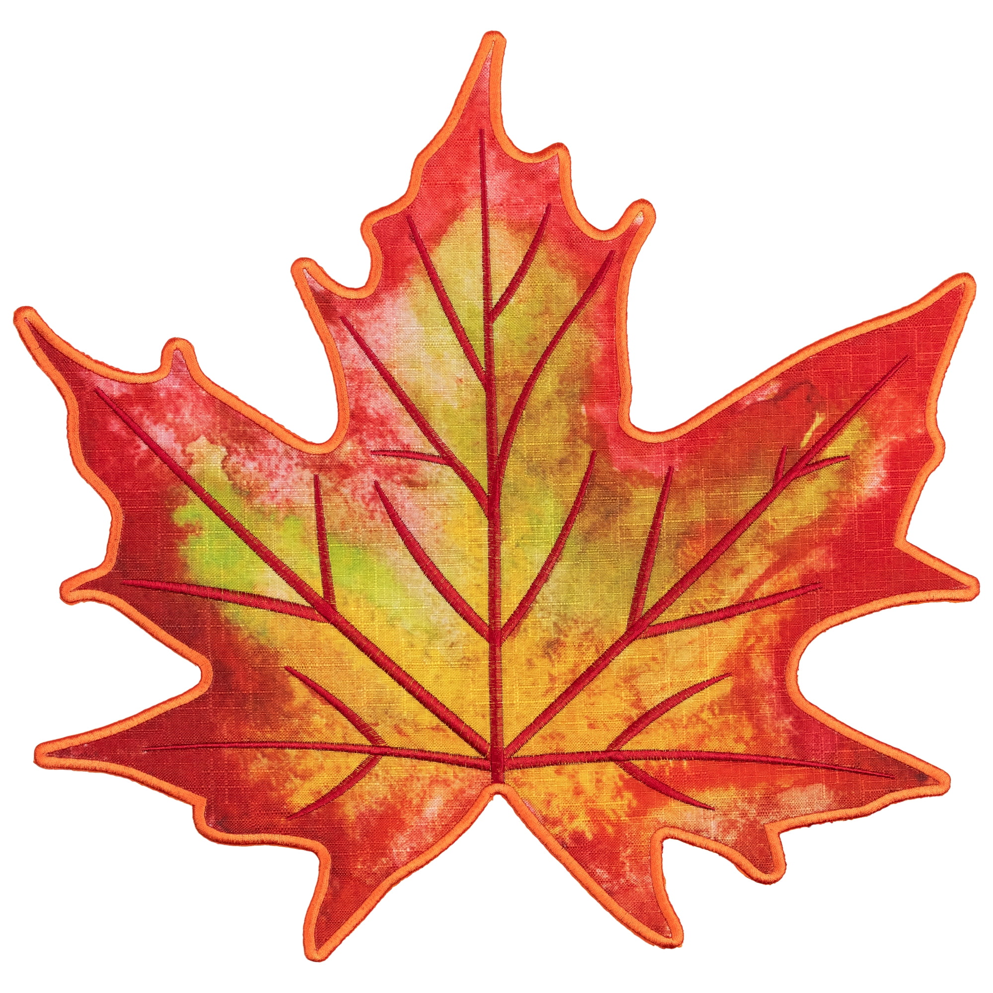 Embroidered Maple Leaf Fall Harvest Placemats - 14.75" - Orange and Red - Set of 4