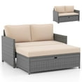 thumbnail image 2 of Costway Causeuse de Patio 2 Pcs avec Pouf de Rangement Multifonction de 31 Gal et Coussins Doux, 2 of 10