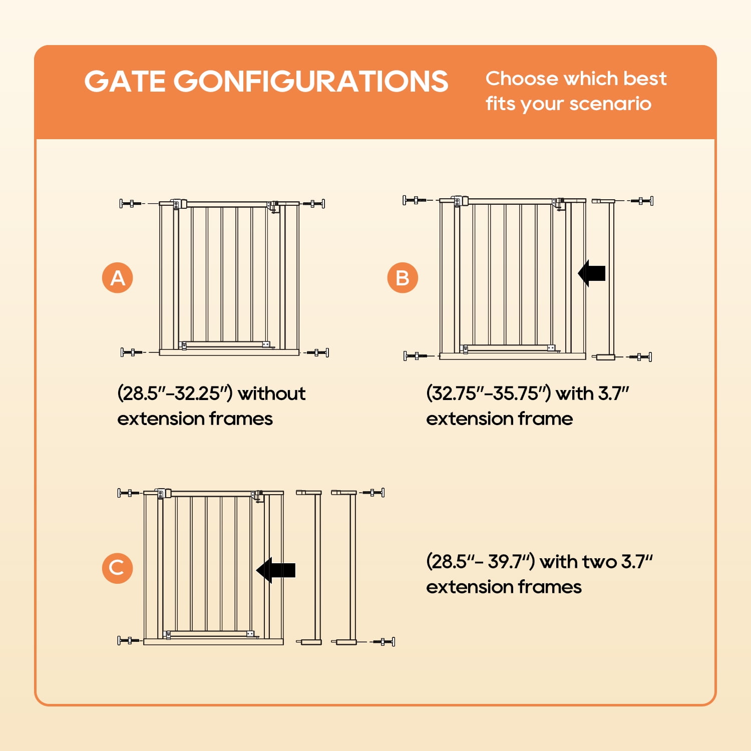 NiamVelo 30"Tall Dog Gate for Stairs and Doorways Walk-Through Pet Gate Indoor Safety Gate for Pets Adjustable Width 28.5"–39.7" Pressure or Hardware Mounted Auto Close Walk-Thru Door （White）