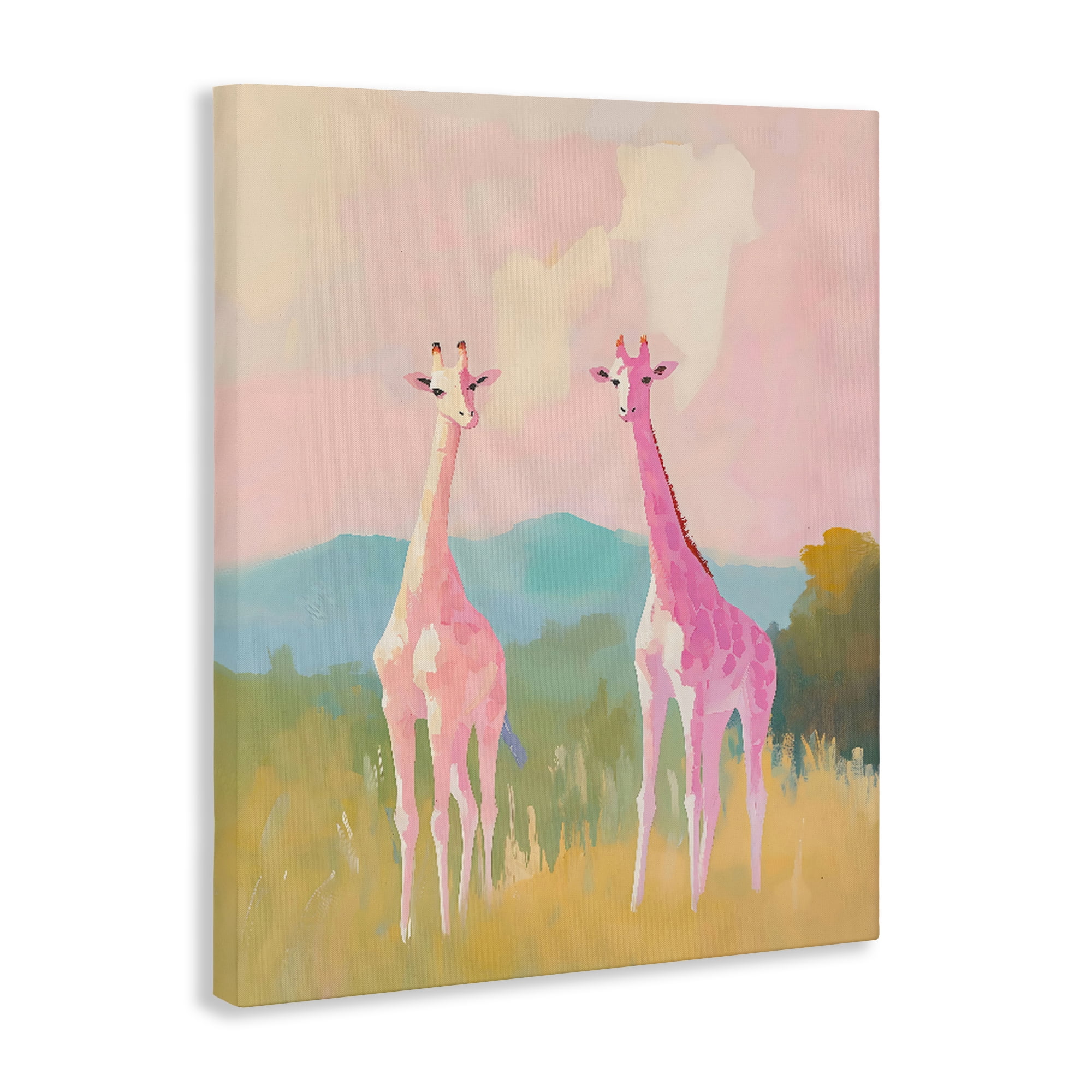 Stupell Industries Pink Giraffes on Savanna Canvas Wall Art, design by The Prints Vibe