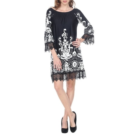 Pink Dress Coat - Women's Vintage Printed Off the Shoulder Mini Dress