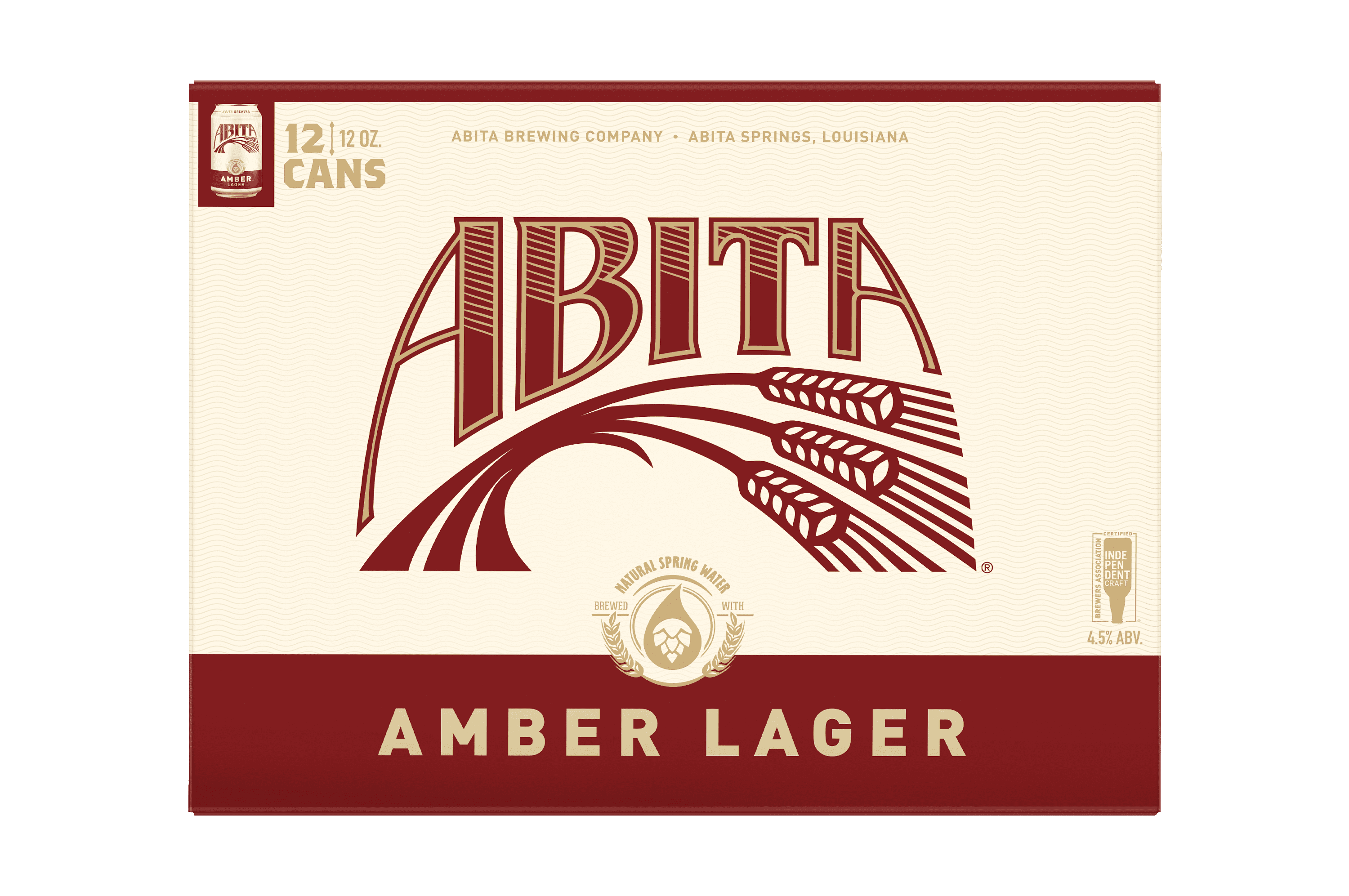 Abita Brewing Amber Lager, Craft Beer, 12 Pack Cans, 12 fl oz, 4.5% ABV
