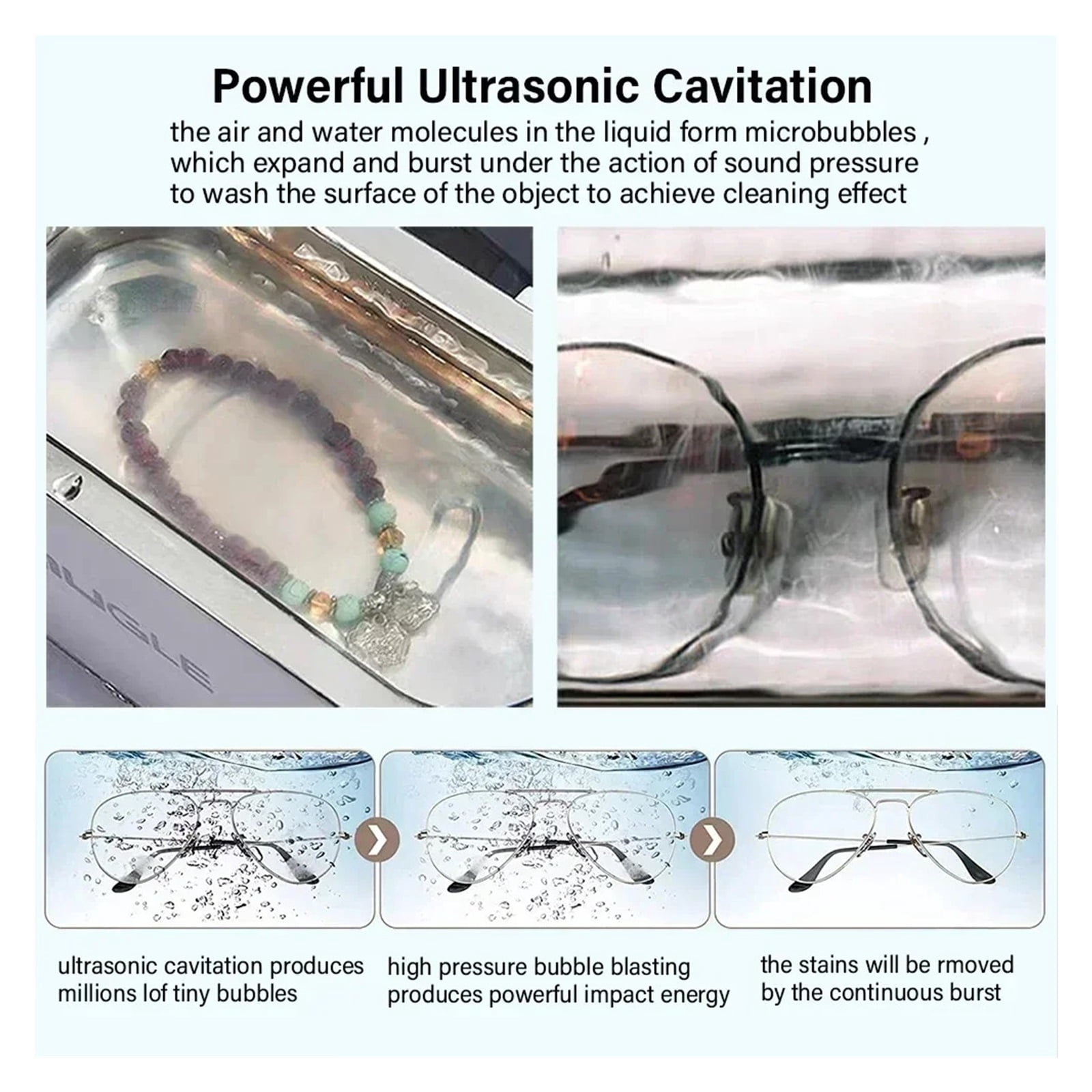 Powerful Ultrasonic Cleaner 500ML 46kH for Jewelry Glasses Circuit Board Watches Denture Teeth Ultrasound Washing Machine
