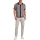 thumbnail image 2 of Polo de punto a rayas INSPIRE CHIC para hombres, camisetas de polo de manga corta con botones, jacquard, L marrón claro, 2 of 6