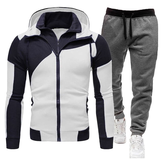 Classification de Produit Costumes pour Hommes Titre de Produit Survêtement pour Hommes 2 Pcs Survêtements Athlétiques à Capuche pour Course Décontractée et Sport