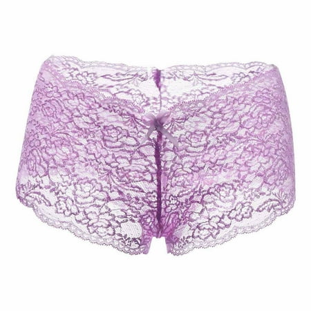 GA WEIHUA SavingWomen Floral Lace Novelty Boxer Brief Lightweight Breathable Panty Solid Color Fall Winter Underwear(Pink XL)