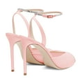 thumbnail image 4 of XYD Women Peep Toe Sandals Delicate Pleated Mesh Stiletto Heels Crystal Studs Elegant Evening Event Shoes Size 7 Pink, 4 of 4