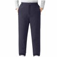 thumbnail image 4 of Men's Classic Fit Winter Warm Sherpa Lined Thermal Elastic Waist Casual Pants Long Pants Navy, 4 of 9
