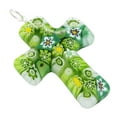 thumbnail image 2 of GlassOfVenice Murano Glass Green Millefiori Cross Pendant, 2 of 4
