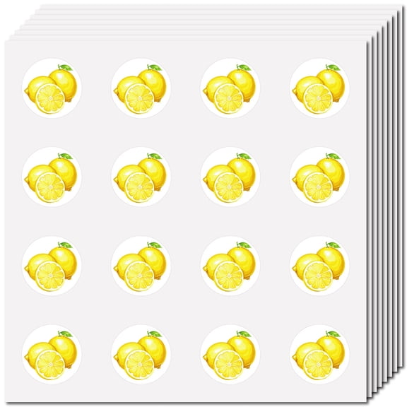 128Pcs Lemon Stickers Scrapbooking Sticker Decal Bulk Self-Adhesive Plastic Waterproof Round Dot Vinyl Aesthetic Yellow Fruits