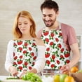 thumbnail image 3 of Red Strawberry Plants Fruit Flower White Apron-Garden Aprons for Women with Pockets-Cotton Linen Waterproof Kitchen Cooking Gardening Aprons Adjustable for Kitchen,Cooking,BBQ and Salon 33x27 Inch, 3 of 7