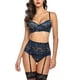 thumbnail image 1 of Women Lingerie Set High Waisted Underwire Lingerie With Garter Belt Lace Sexy Lingerie Blue/bl, 1 of 4