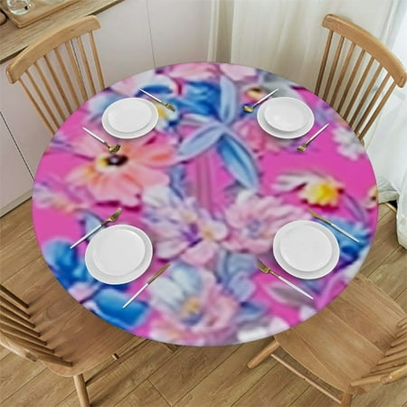 

SHERONV Flowers Round Table Cover Stain Resistant Washable for Indoor Outdoor Kitchen Dining Wedding Parties 100% Polyester Table Cloth for Home Kitchen Outdoor Decoration 46 -50