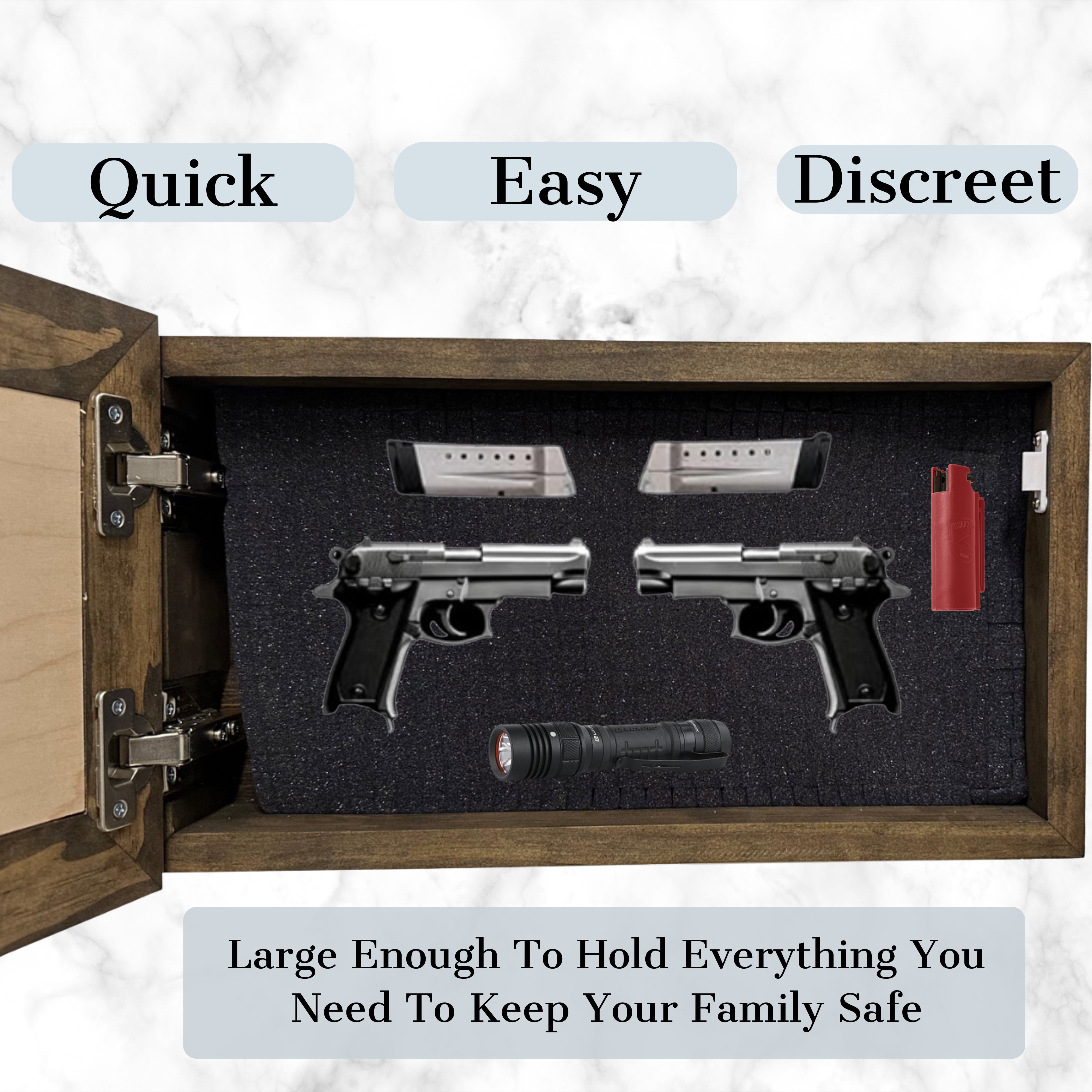 Bellewood Designs Hidden Gun Storage Cabinet 2-3 Guns Bless Our Home and All Who Enter Style