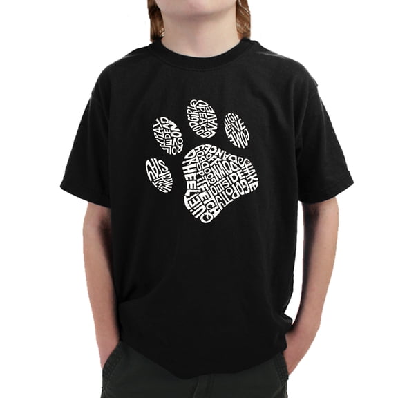 LA Pop Art Boy's Word Art T-shirt - Dog Paw