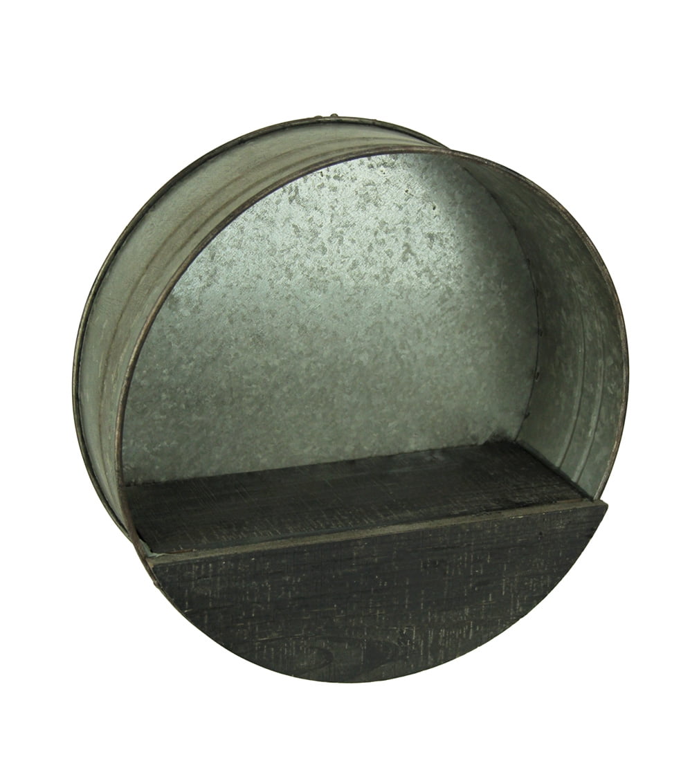 Rustic Galvanized Metal Ring Round Wall Shelf