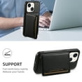 thumbnail image 2 of Detachable Wallet Card Case For iPhone 15 Wallet Case Credit Card Holder, Premium Leather Kickstand Flip Hidden Magnetic Clasp Durable Shockproof Protective For iPhone 15, Black, 2 of 11