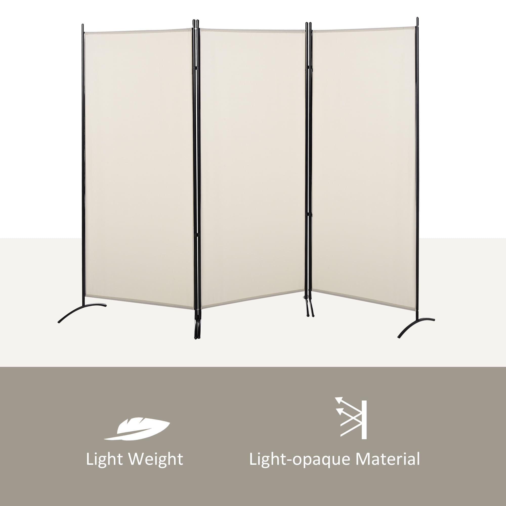 HOMCOM 3-Panel Room Divider Folding Privacy Screen Beige