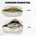 thumbnail image 3 of Unique Bargains Marble Cosmetic Travel Bag Make Up Brush Organizer Bag Storage for Women White Gold Tone 7"x3"x4", 3 of 6