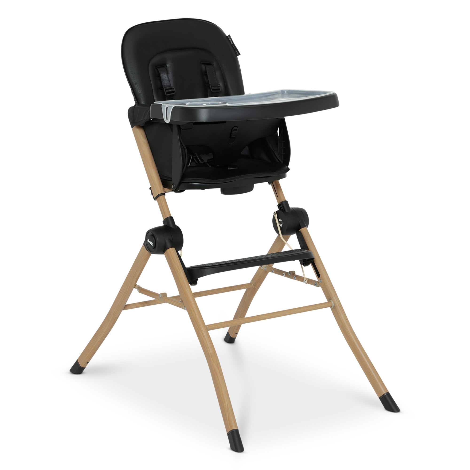Jeep Dune Compact Travel High Chair by Delta Children - Slim Fold, No Tolol Adjustable Tray and Footrest, Black