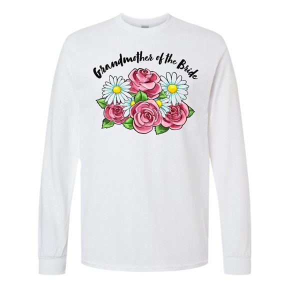 Inktastic Grandmother of the Bride Roses and Daisies Long Sleeve T-Shirt