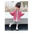 thumbnail image 4 of SHIWEN Toddler Kids Girls Denim Jacket Classic Jeans Coats Spring Fall Casual Tops Solid Color Outerwear for Girls 3-8 Years, 4 of 7