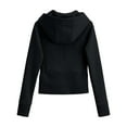 thumbnail image 3 of Women's Zip Up Hoodie Cropped Sweatshirt Y2K Tops Fall Outfits 2025 Trendy Casual Jackets,Color:Black,Size:M, 3 of 9