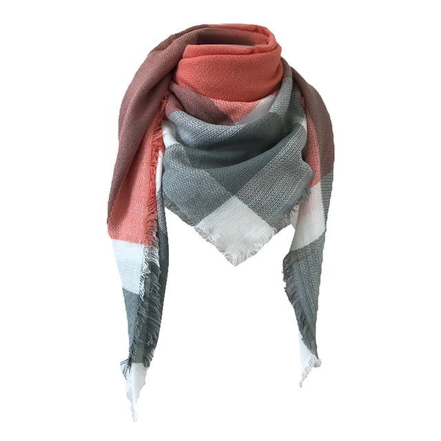 Premium Winter Large Knit Plaid Checked Square Blanket Scarf Shawl Wrap