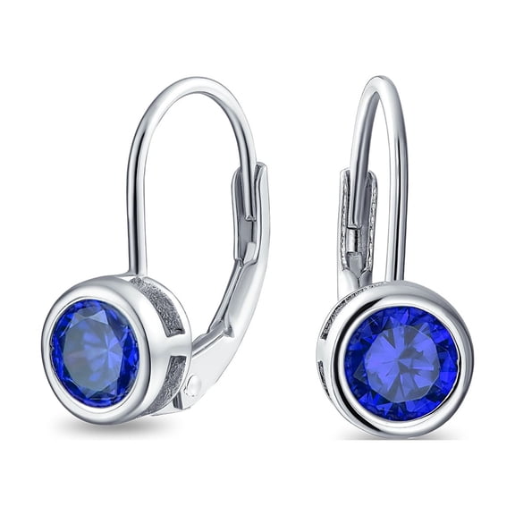 Bling Jewelry Womens .50CT Blue Brilliant Cut CZ Drop Earrings Imitation Sapphire Sterling
